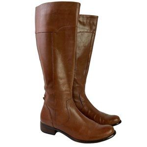 Corso Como CN09 Womens Tan Brown Tall Genuine Leather Riding Boots Side Zip 7.5